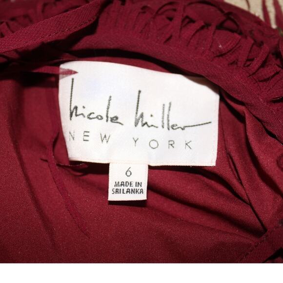 Nicole Miller Burgundy Fringe Mini DressWomen's Size 6 - Picture 5 of 5